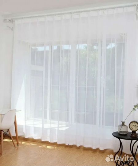 Тюль готовый белый, молочный, бежевый