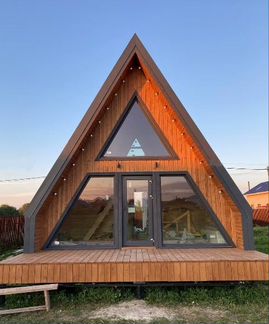 Проект дома A-frame 6х8 с аттиковыми cтенaми