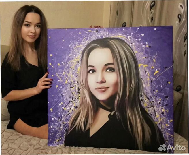 Портрет на холсте по фото (разные размеры)