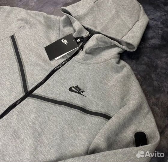 Зип худи Nike tech fleece серый