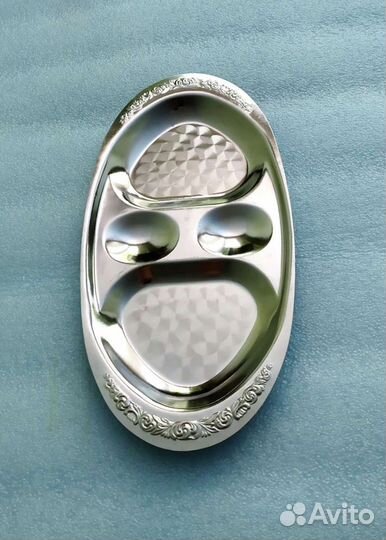 Менажница стальная. Порционная тарелка. СССР