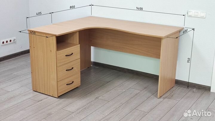 Стол офисный угловой с тумбой