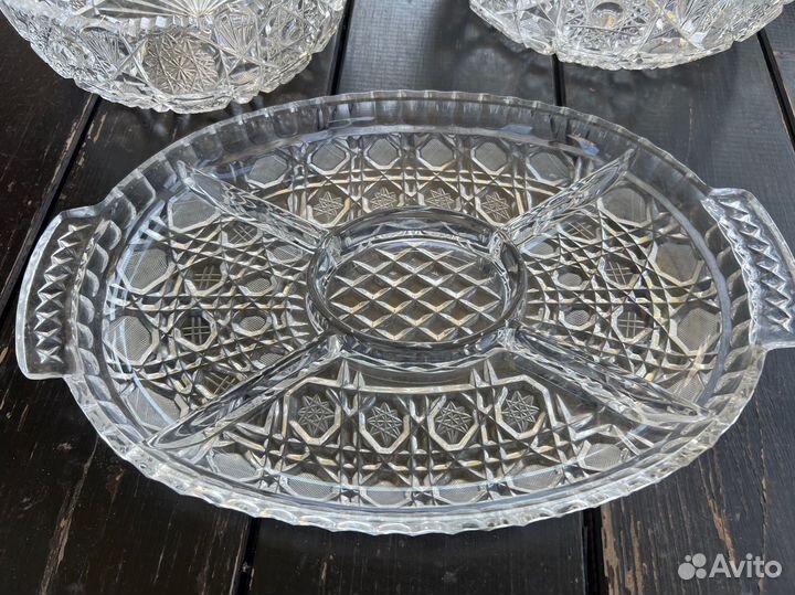 Хрустальные менажница салатники конфетницы СССР