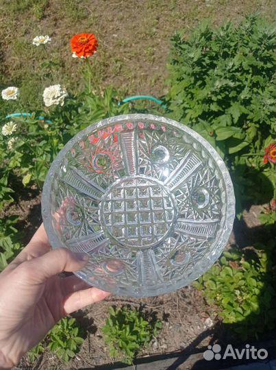 Ваза для фруктов/нарезки хрусталь СССР