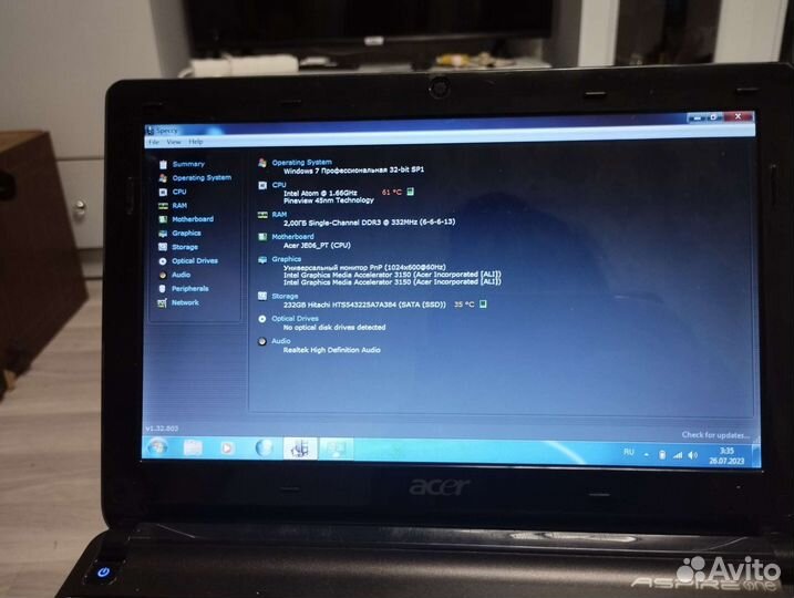 Нетбук Acer aspire one