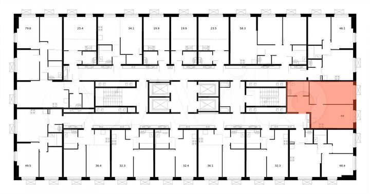 1-к. квартира, 44 м², 25/25 эт.