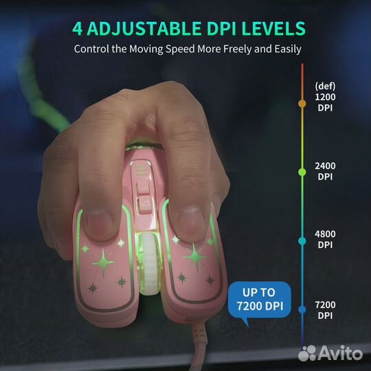 Розовая игровая мышь Uthai DB71 RGB 7200dpi