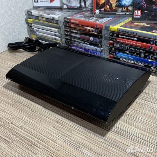 PlayStation 3 Super Slim 500Gb + 55Игр + 2Геймпада