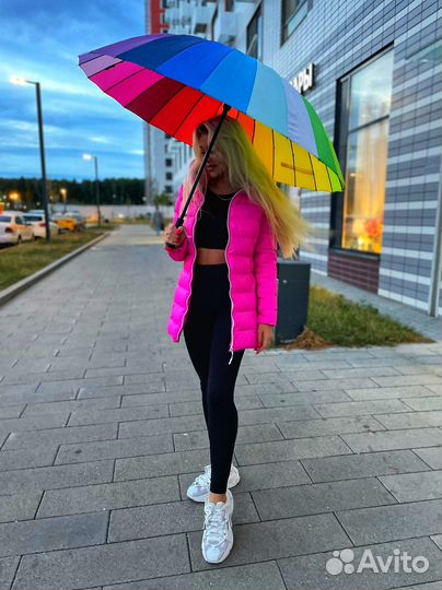 Зонт радуга женский детский трость