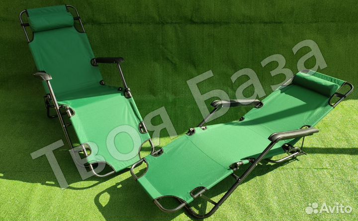 Кресло Шезлонг раскладушка зеленая