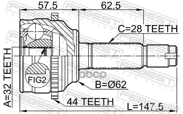 ШРУС наружный 32x62x28 (mazda 6 GG 2002-2007)