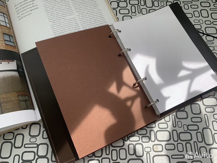 Кожаный блокнот А5 на кольцах