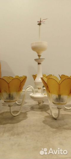 Новая Люстра СССР винтаж 5 плафонов стекло