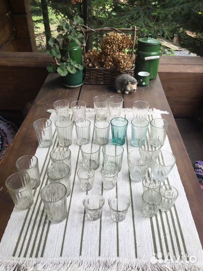 Разные советские граненые стаканы и рюмки