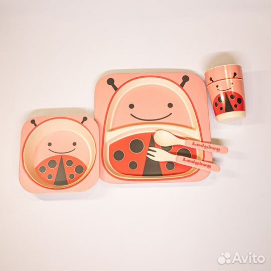 Детская посуда из бамбука 5 предметов/эко