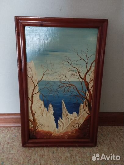 Картина маслом море и горы