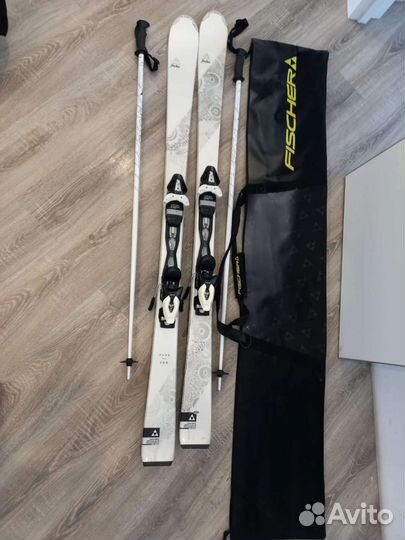 Горные лыжи fischer+чехол+палки+ ботинки+ очки