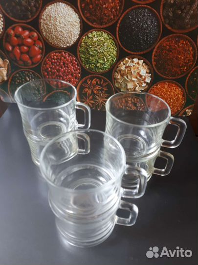 6 стеклянных чашек Duralex France