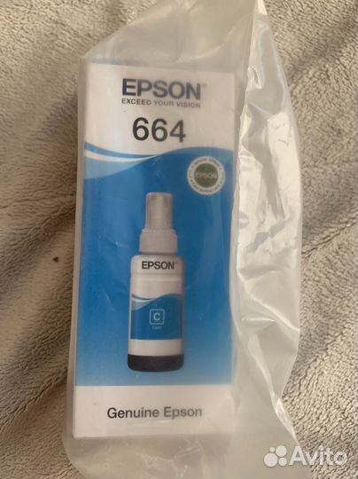 Чернила epson 664 cyan, синий