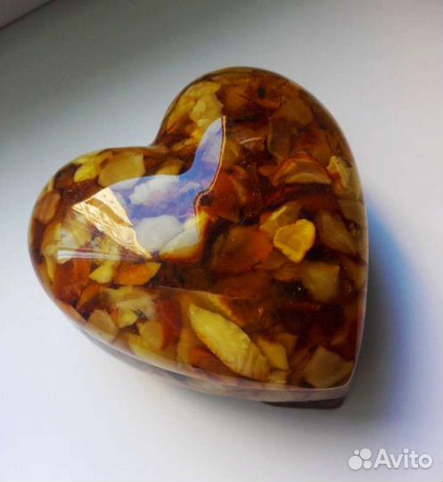 Шкатулка сердце янтарь Калининград