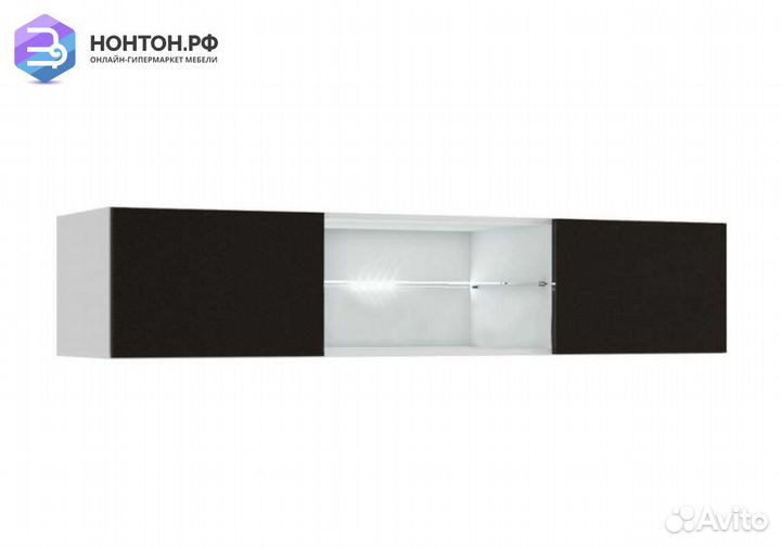 Тумба под тв Флорис черный глянец / белая