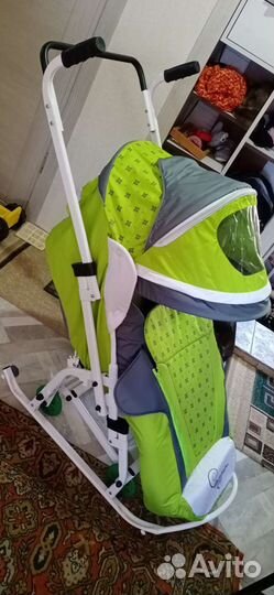 Детские санки коляска с колесами
