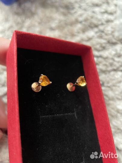 Серебряные серьги с цитрином