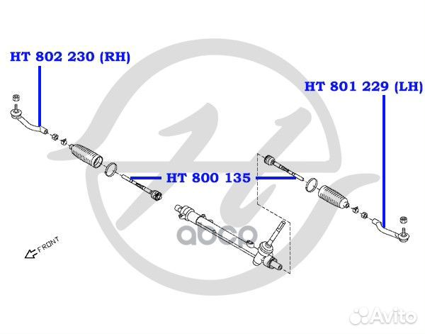 Наконечник рулевой тяги, правый HT802230 Hanse