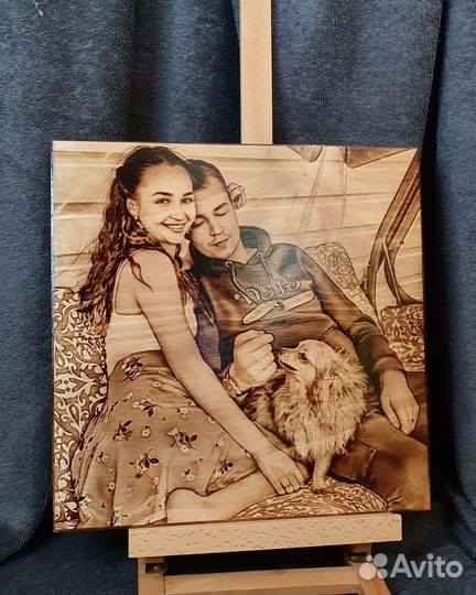 Портрет по фото на дереве. Выжигние