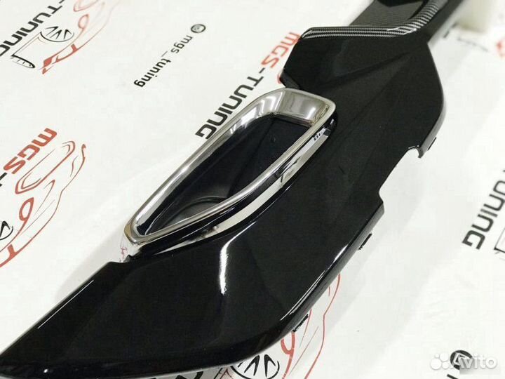 Диффузор BMW 3 G20 M340 под карбон + Хром насадки