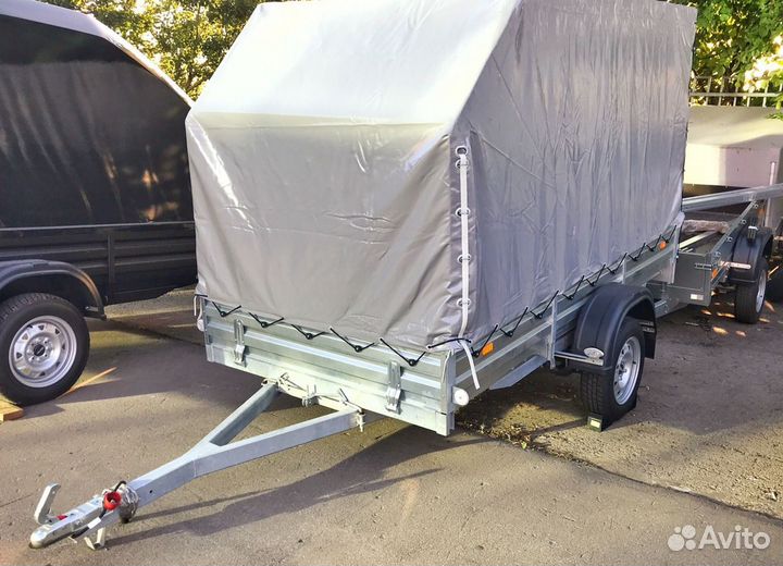 Прицеп 2.7м с тентом со скосом. / серый