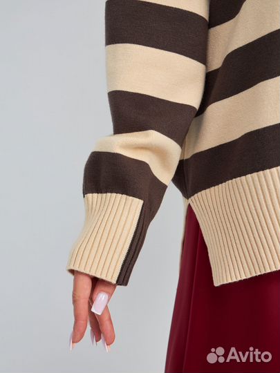 Кашемировый джемпер в полоску oversize (RU 42-52)