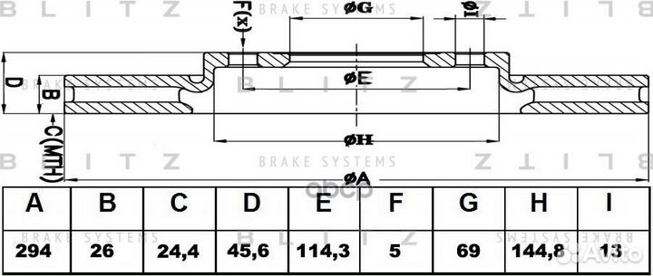 Диск тормозной вентилируемый перед BS0328 B