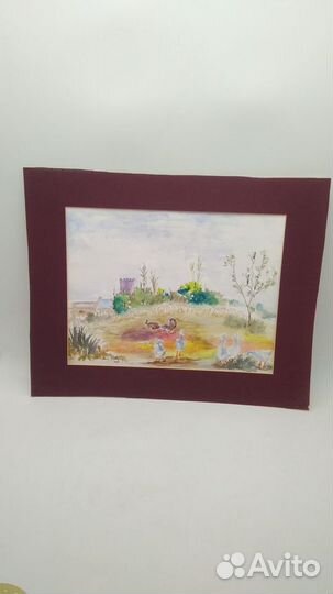 Картина винтажная акварель Гуси 40*50 см в пасп