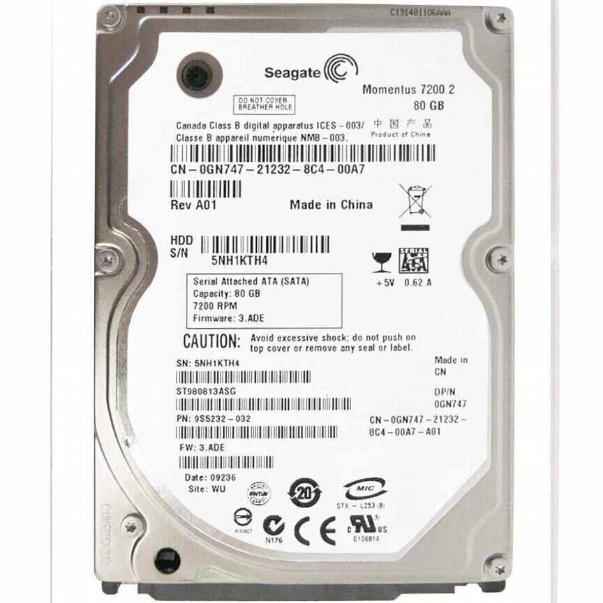 [ST980813ASG] Жесткий Диск Seagate 80gb Sata2 2,5" St980813asg