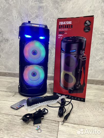 Блютуз колонка с радио и караоке новая 39см
