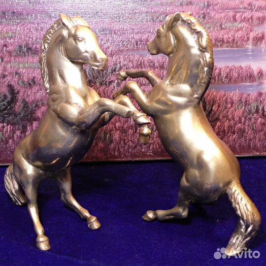 Лошади на дыбах.Статуэтка.Латунь.Конь.Декор