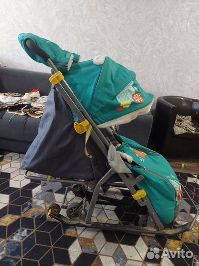 Детские санки коляска с колесами