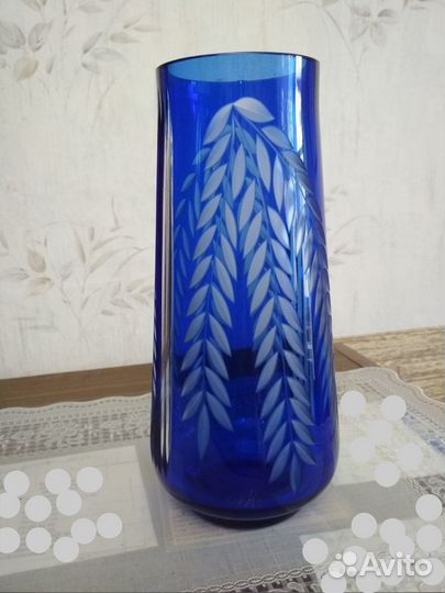Ваза синяя хрусталь