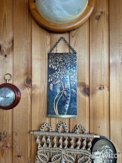 Панно Гравюра на стали Берёзка 13х 29 см