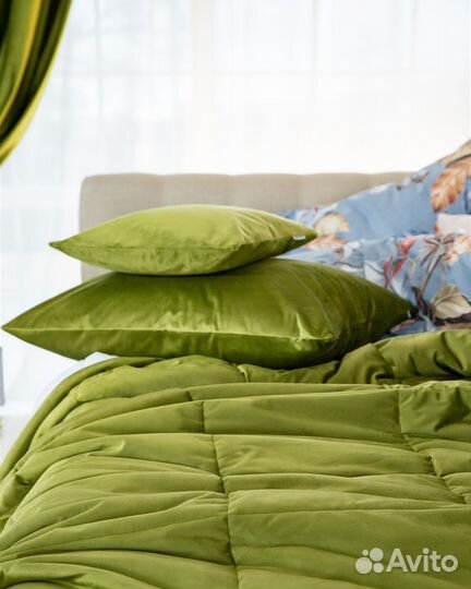 Бархатное покрывало Беллиссимо Цитрон на диван