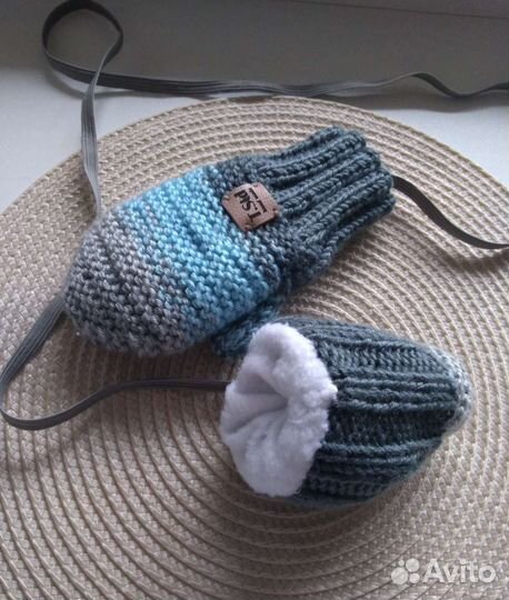 Варежки детские, зима,полушерсть, бу