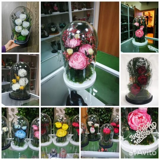 Флорариум. Роза. Пионы. Цветы в колбе. Подарок, от