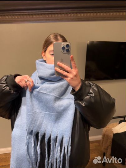 Щарф женский зимний голубой