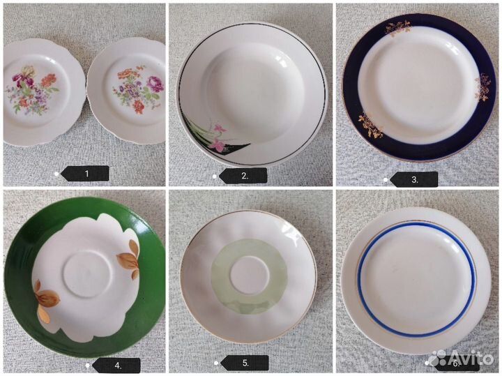 Тарелки и блюдца. Форфор. Дулёво. СССР