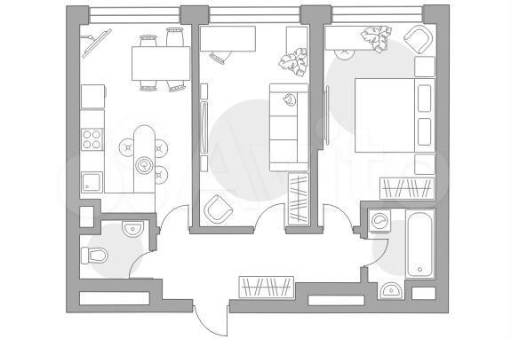 2-к. квартира, 53,4 м², 2/18 эт.