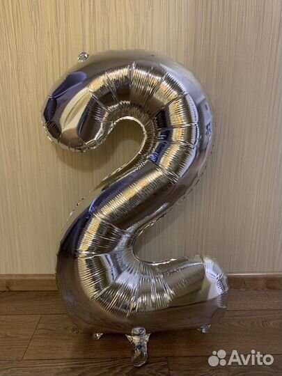Воздушный шар Цифра 2 Серебро