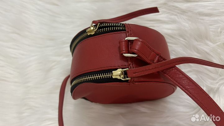 Сумка кожаная top shop красная кросс - боди