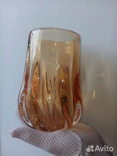 Вазы гутное стекло,латунь