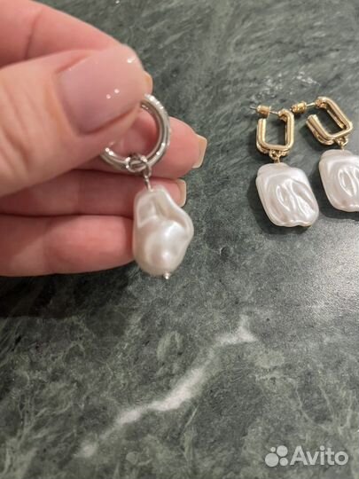 Шикарные серьги Конго с искуственным жемчугом